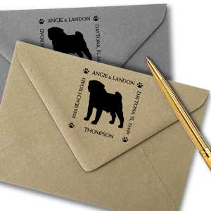 Pug Pet Lover Dog Return Address Stamp Imprint Example