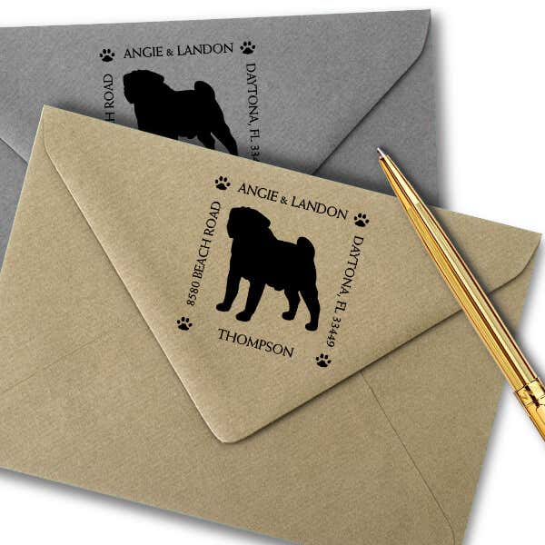 Pug Pet Lover Dog Return Address Stamp Imprint Example