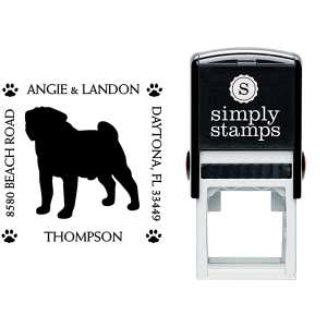 Pug Pet Lover Dog Return Address Stamp Body and Design
