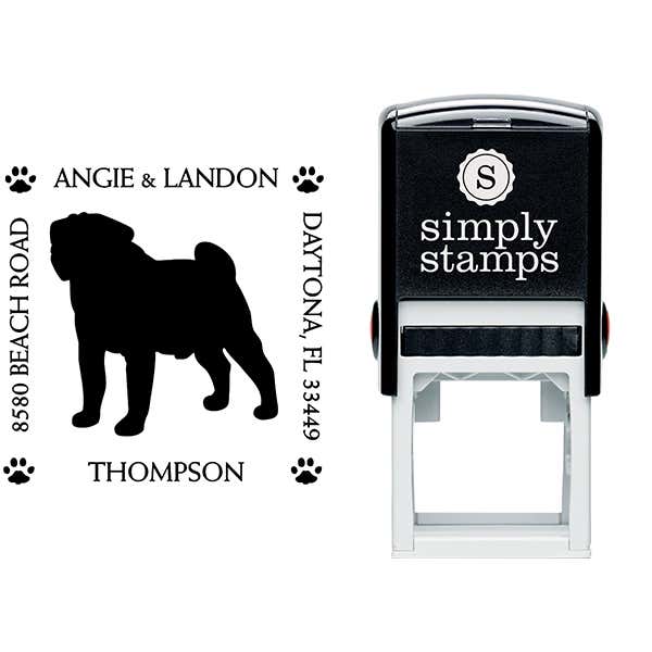 Pug Pet Lover Dog Return Address Stamp Body and Design