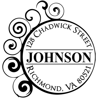 Circle Curve Filigree Return Address Stamp