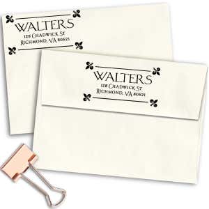 Fleur Corners Return Address Stamp Imprint Example