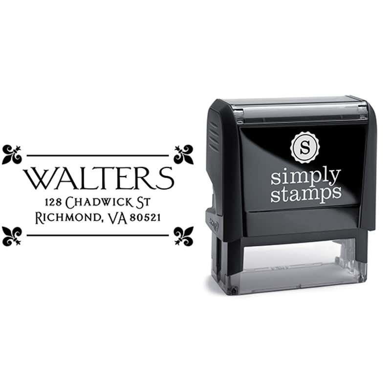 Fleur Corners Return Address Stamp Body and Design