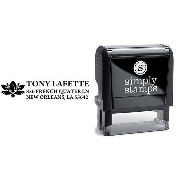 Lotus Blossom Custom Return Address Rubber Stamp Body and Design