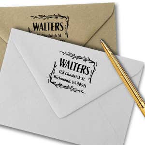 Branch Border Square Address Stamp Imprint Example