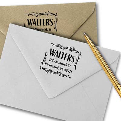 Branch Border Square Address Stamp - alternate view