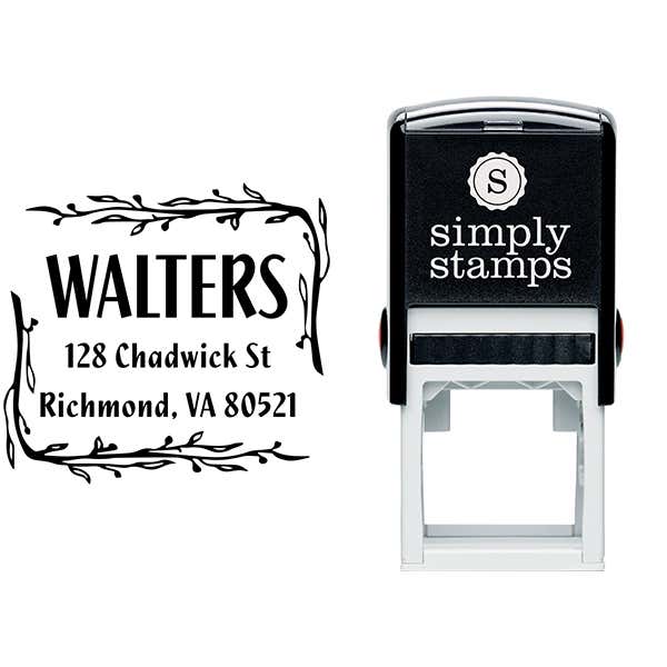 Branch Border Square Address Stamp Body and Design