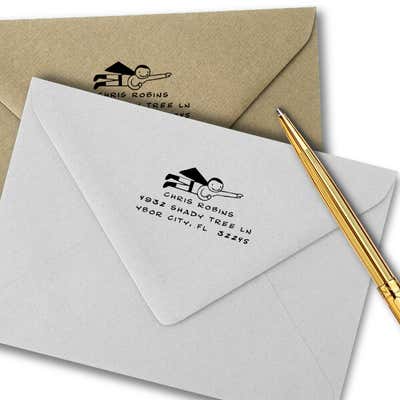 Cartoon Superhero Custom Return Address Stamp - alternate view