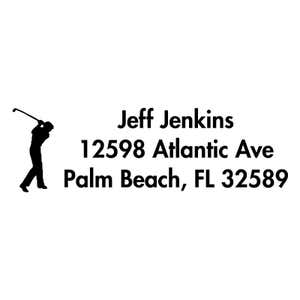 Golfer Address Stamp design on white background
