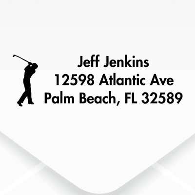 Golfer Custom Address Rubber Stamp