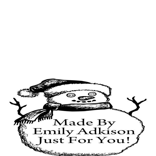 Made by Snowman Serious Font Holiday Gift Rubber Stamp