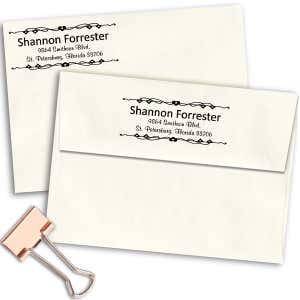 Forrester Heart Deco Address Stamp Imprint Examples on Envelopes