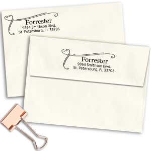 Forrester Heart Border Address Stamp Imprint Examples on Envelopes