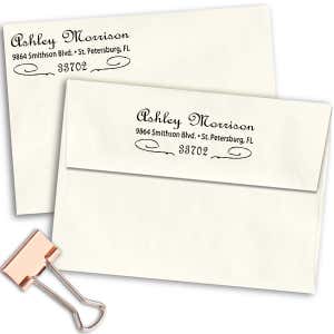 Morrison Deco Cursive Address Stamp Imprint Example