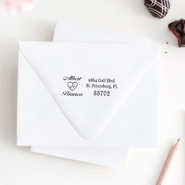 Couple Names Heart Address Stamp Imprint Example