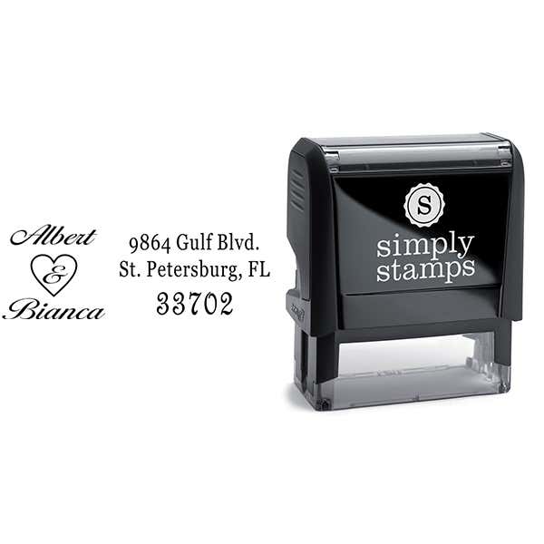 Couple Names Heart Address Stamp Body and Design