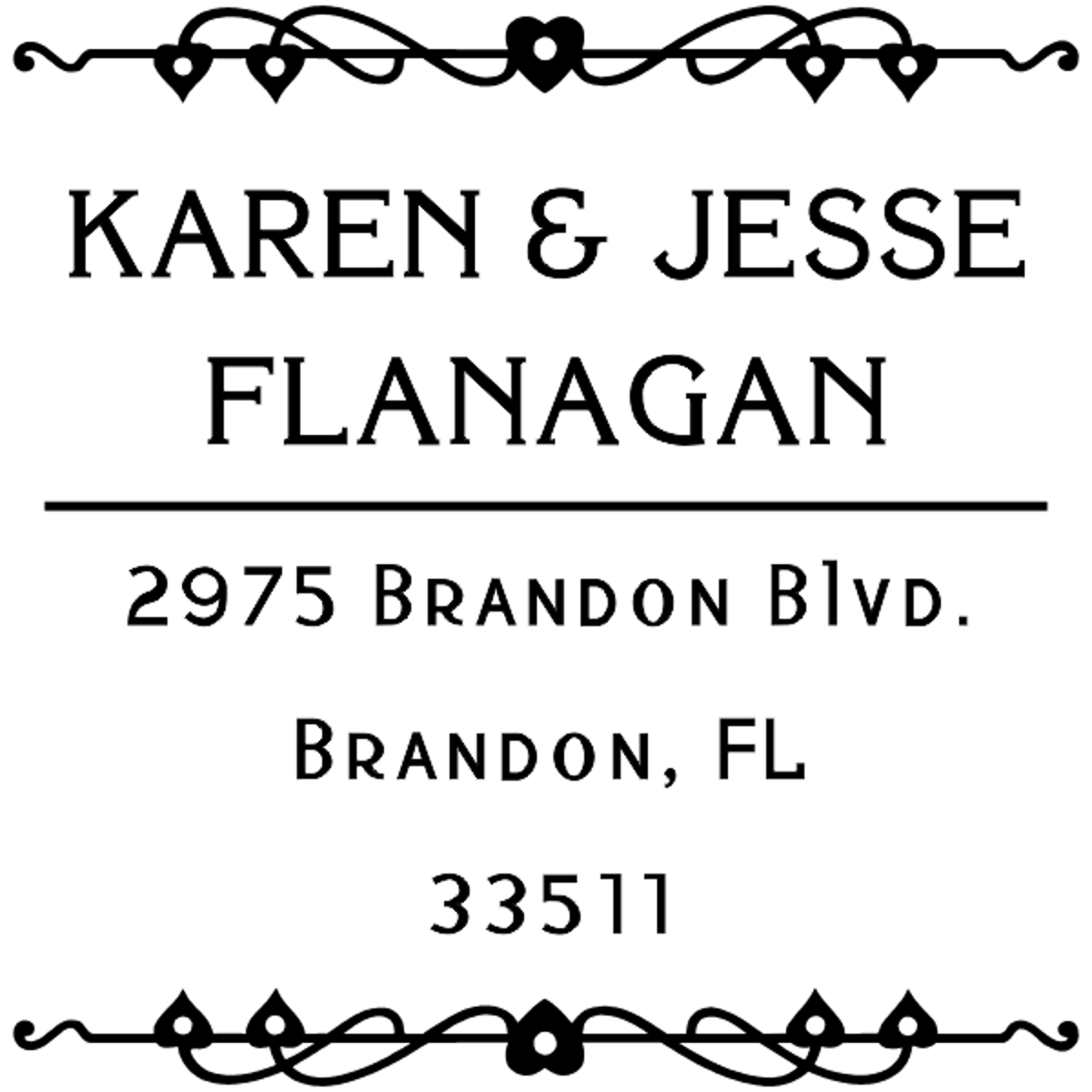 Flanagan Heart Deco Custom Address Stamper