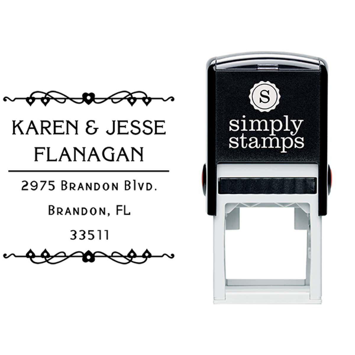 Flanagan Heart Deco Address Stamp Body and Design
