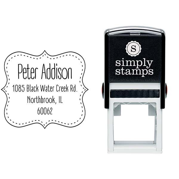 Addison Stitched Border Address Stamp Body and Imprint