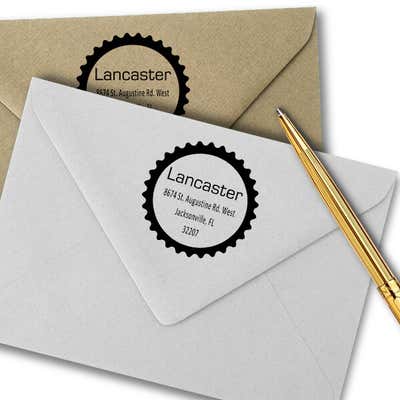 Lancaster Soft Star Border Address Stamp - alternate view