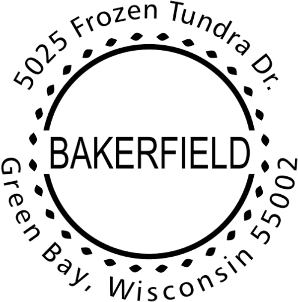 Bakerfield Round Address Stamp