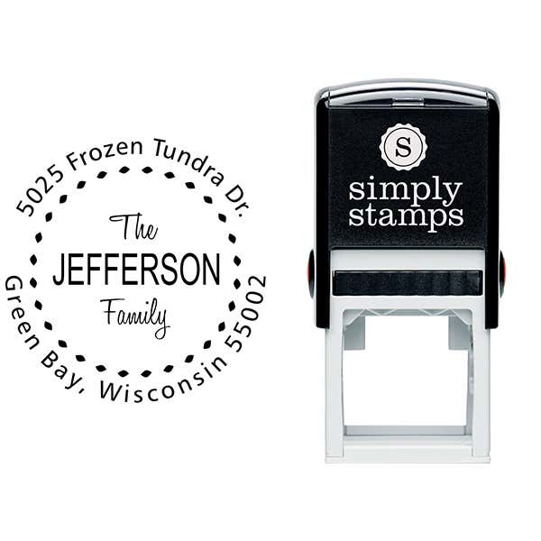 Jefferson Family Deco Border Address Stamp Body and Imprint