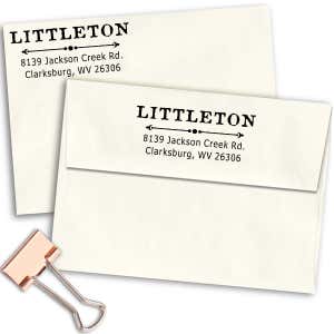 Littleton Deco Rubber Address Stamp Imprint Examples on Envelopes