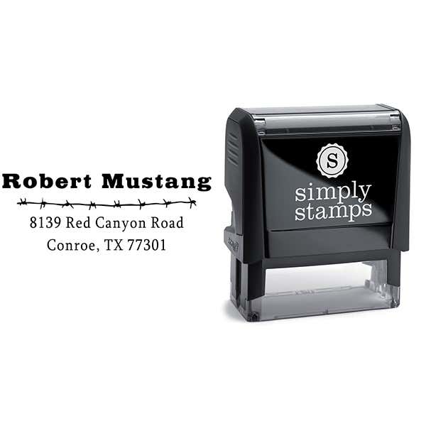 Mustang Barbed Wire Address Stamp Body and Design