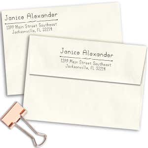 Alexander Simple Deco Address Stamp Imprint Examples on Envelopes