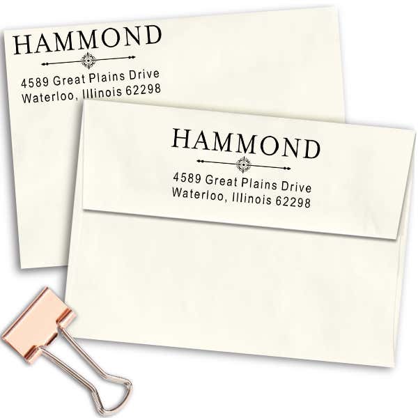 Hammond Art Deco Address Stamp Imprint Examples on Envelopes