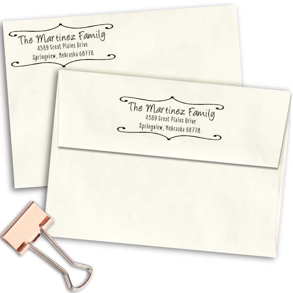 Martinez Family Deco Border Address Stamp Imprint Example
