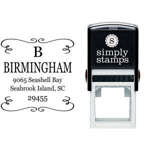 Birmingham Square Deco Address Stamp Body and Imprint
