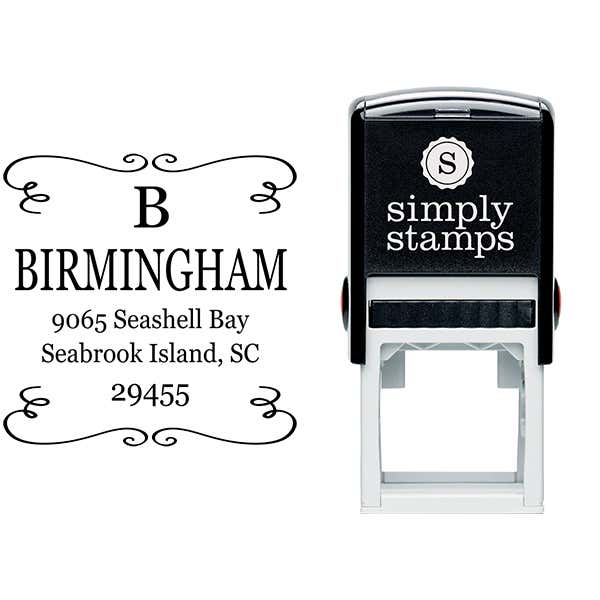 Birmingham Square Deco Address Stamp Body and Imprint