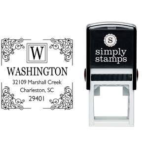 Four Corner Vintage Address Stamp Body and Imprint