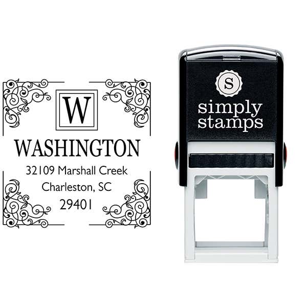 Four Corner Vintage Address Stamp Body and Imprint
