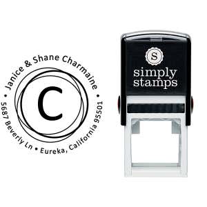 Charmaine Circle Element Address Stamp Body and Imprint