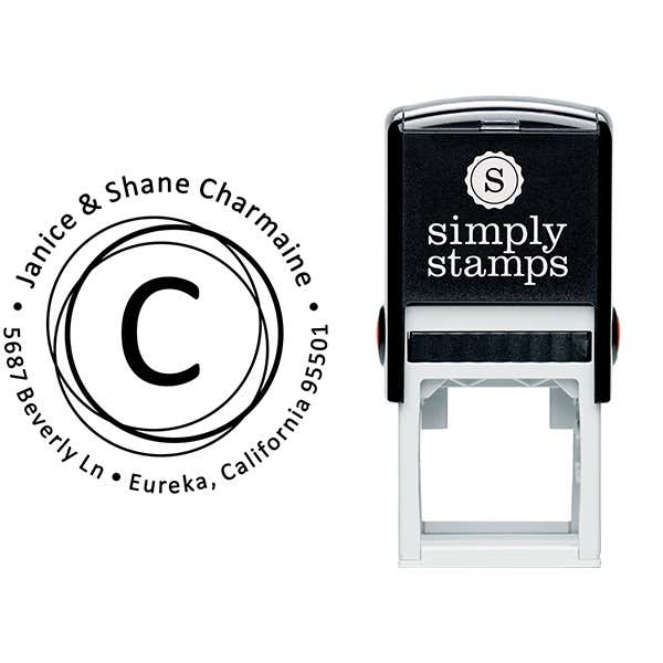 Charmaine Circle Element Address Stamp Body and Imprint