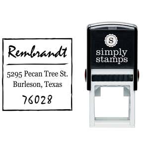 Scrawled Square Return Address Stamp Body and Design