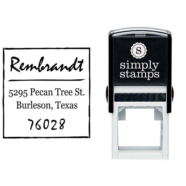 Scrawled Square Return Address Stamp Body and Design