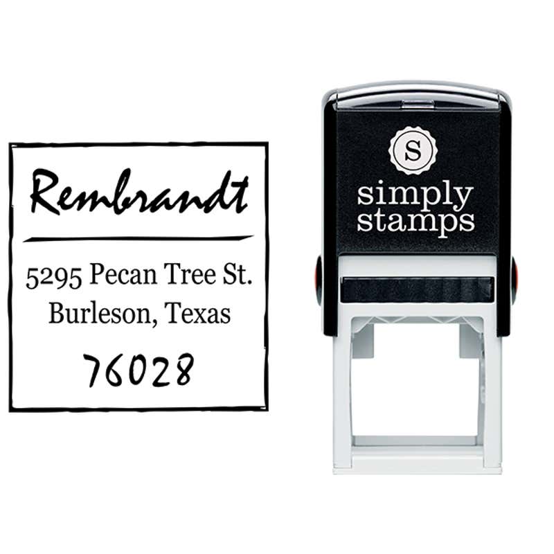 Scrawled Square Return Address Stamp Body and Design