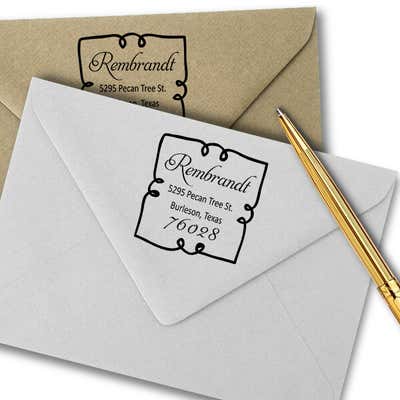 Extra Curly Border Return Address Stamp - alternate view