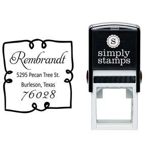 Extra Curly Border Return Address Stamp Body and Design