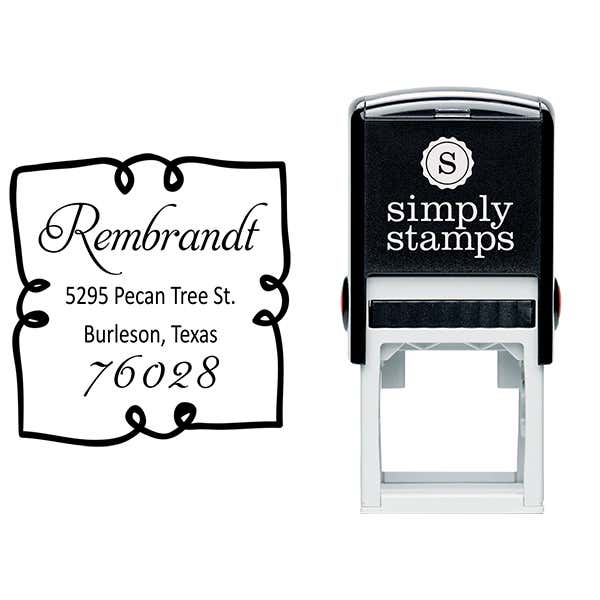 Extra Curly Border Return Address Stamp Body and Design