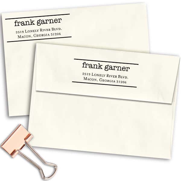 Typewritten Return Address Stamp Imprint Example