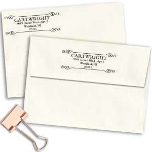Cartwright Curled Deco Return Address Stamp Imprint Example