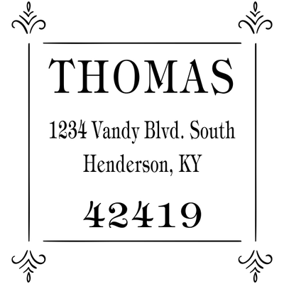 Thomas Four Square Deco Address Stamp