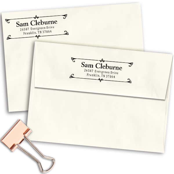 Cleburn Flip Deco Return Address Stamp Imprint Example