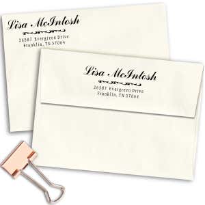 McIntosh Piped Swirls Address Stamp Imprint Example