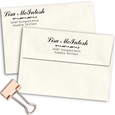 McIntosh Piped Swirls Address Stamp - alternate view