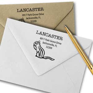 Chipmunk Square Return Address Stamp Imprint Example